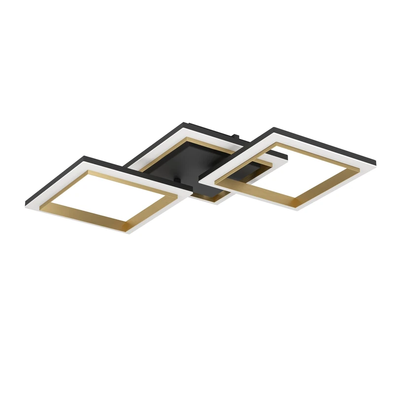 Eglo LED Ceiling Light Fitting Calliera, Step dimmable Ceiling lamp, Office and Kitchen Lighting, Metal and Plastic in Black and Brass, Neutral White, 31 x 59.5 cm