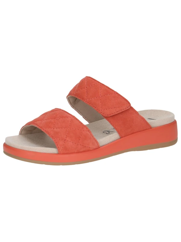 CAPRICE Women's leather mules with Velcro, Orange (Orange Suede), 5 UK