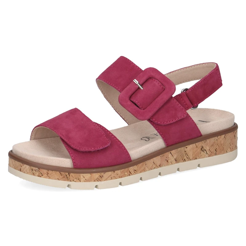 CAPRICE Women Sandals flat Leather Platform, Purple (Fuchsia Suede), 5 UK