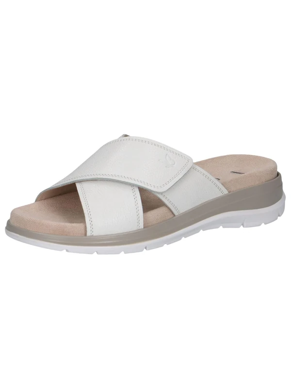 CAPRICE Women's Leather Mules with Velcro, White (White Nappa), 5 UK
