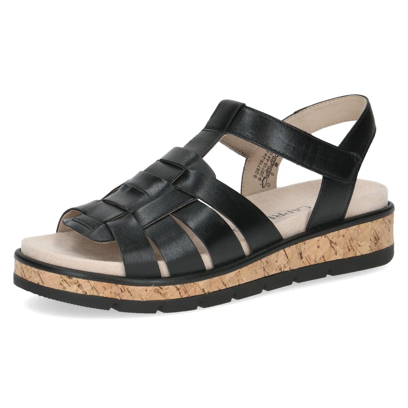 CAPRICE Women Sandals Flat Leather with Hook-and-Loop Closure, Black (Black Nappa), 6.5 UK - Image 1