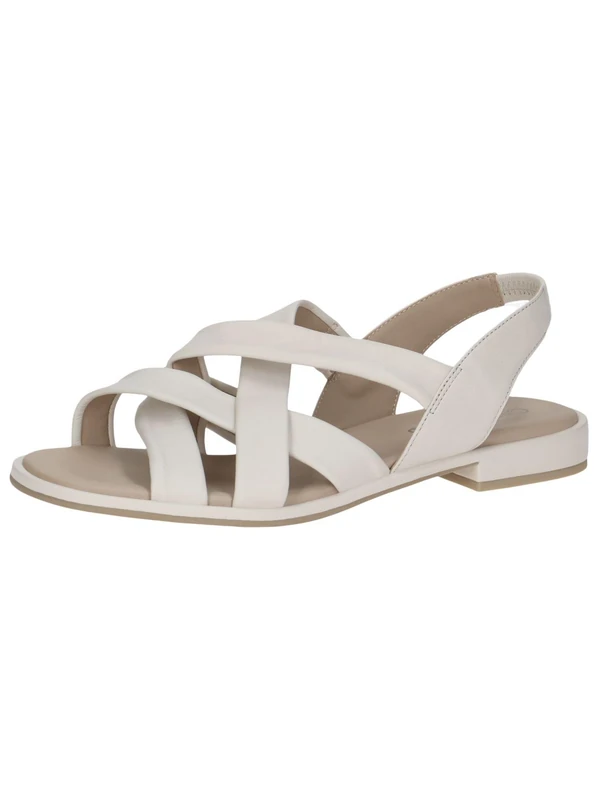 CAPRICE Women's Leather Flat Sandals Summer, Cream (Offwhite Nappa), 6.5 UK