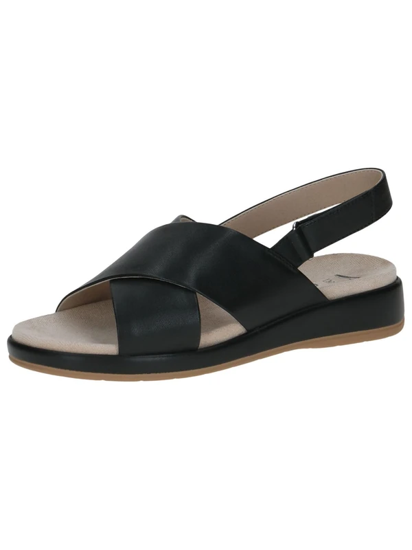 CAPRICE Women Sandals flat Leather with Hook-and-Loop Closure, Black (Black Nappa), 4 UK