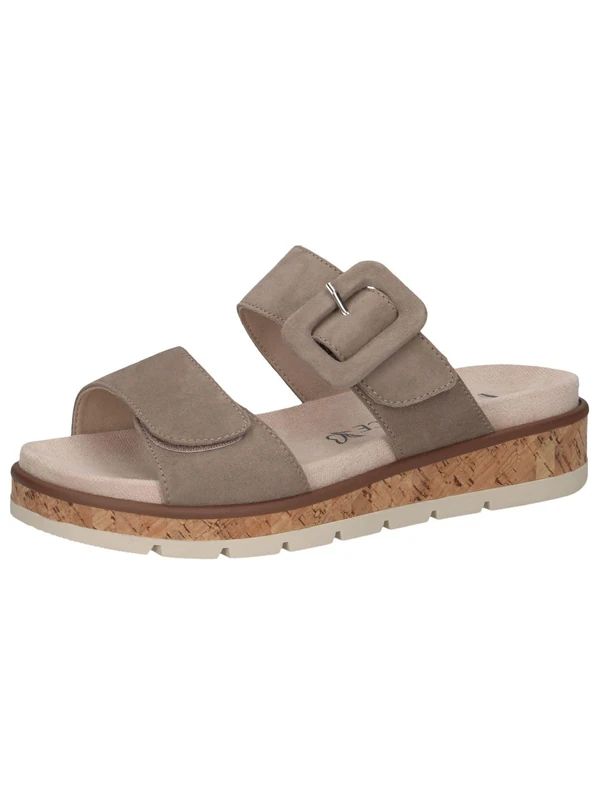 CAPRICE Women's Leather Mules with Buckle, Brown (Taupe Suede), 6 UK