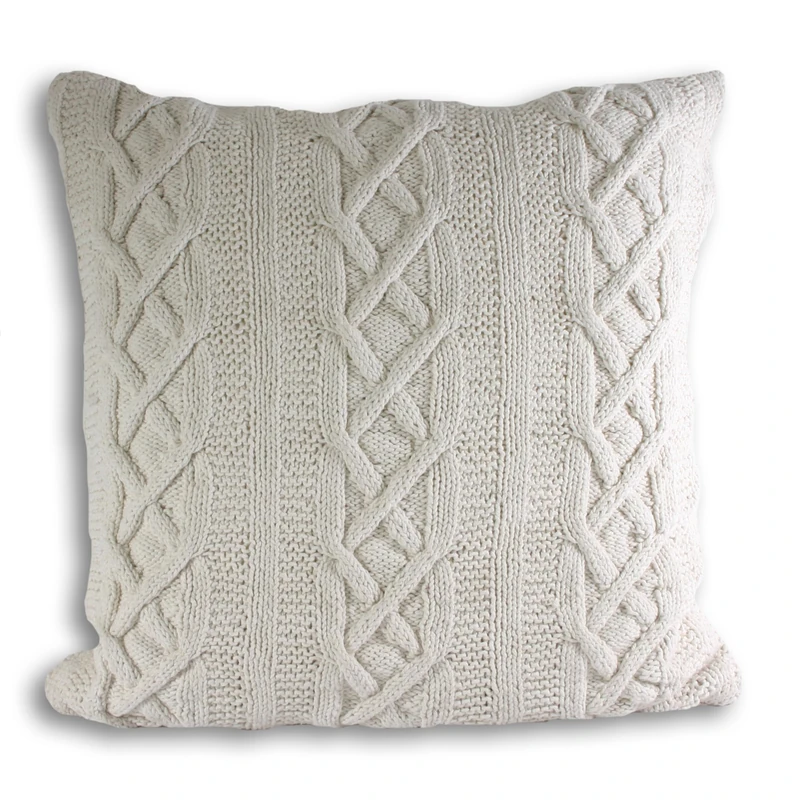 Paoletti Aran Cable Knit Feather Rich Filled Cushion