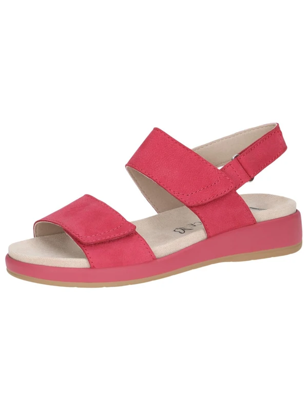 CAPRICE Women Sandals Flat Leather with Hook-and-Loop Closure, Pink (Pink Nubuc), 7.5 UK