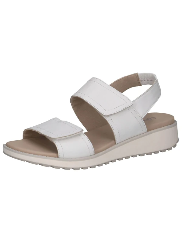 CAPRICE Women Sandals Flat Leather Comfortable, White (White Nappa), 7.5 UK - Image 1