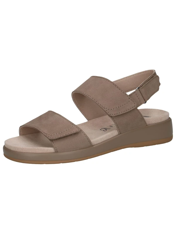 CAPRICE Women Sandals flat Leather with Hook-and-Loop Closure, Beige (Taupe Nubuc), 4 UK - Image 1