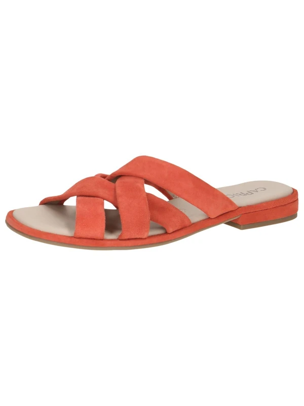 CAPRICE Women's leather mules Summer, Orange (Orange Suede), 5 UK