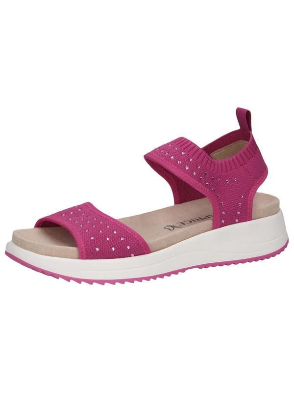 CAPRICE Women Sandals flat Slip-On Glitter Details, Pink (Pink Knit), 5 UK