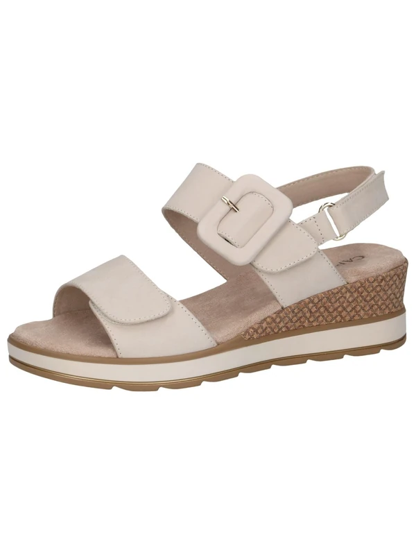 CAPRICE Women Sandals Heeled Leather with Footbed, Beige (Snow Nubuc), 4 UK