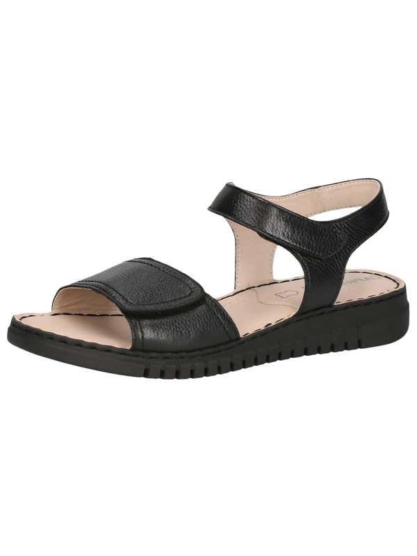CAPRICE Women Sandals Flat Leather Comfortable, Black (Black Nappa), 4 UK - Image 1