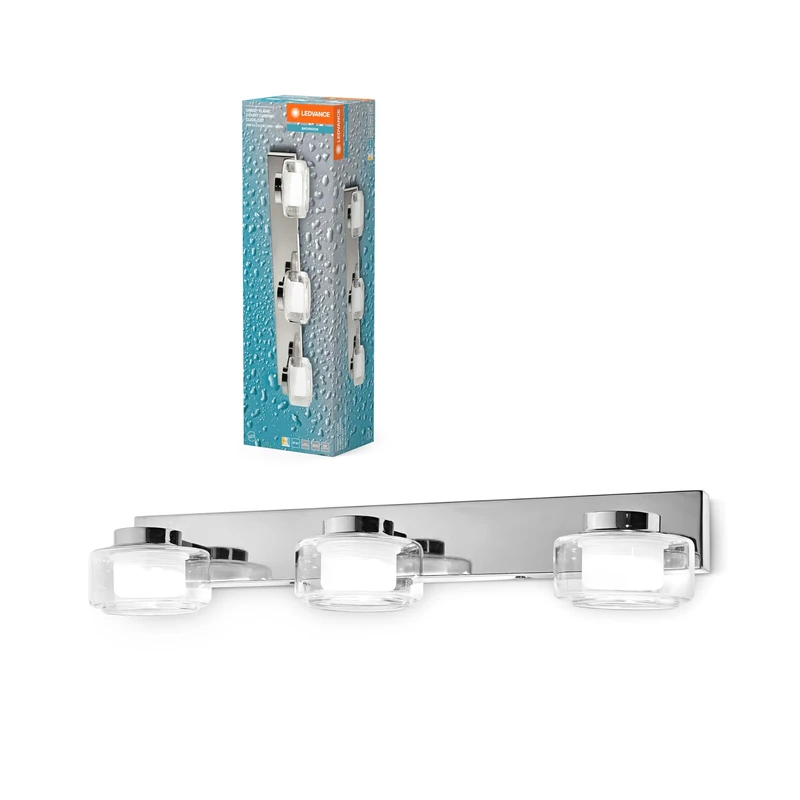 LEDVANCE ORBIS Flame Wall and Deckenleuchte mit LED, Chrom, 16.5W, 1050lm, 3000/4000K, Farbtemperatur über Wandschalter einstellbar (kaltweiß/warmweiß), IP44 Schutz VOR Fremdkörpern und Spritzwasser