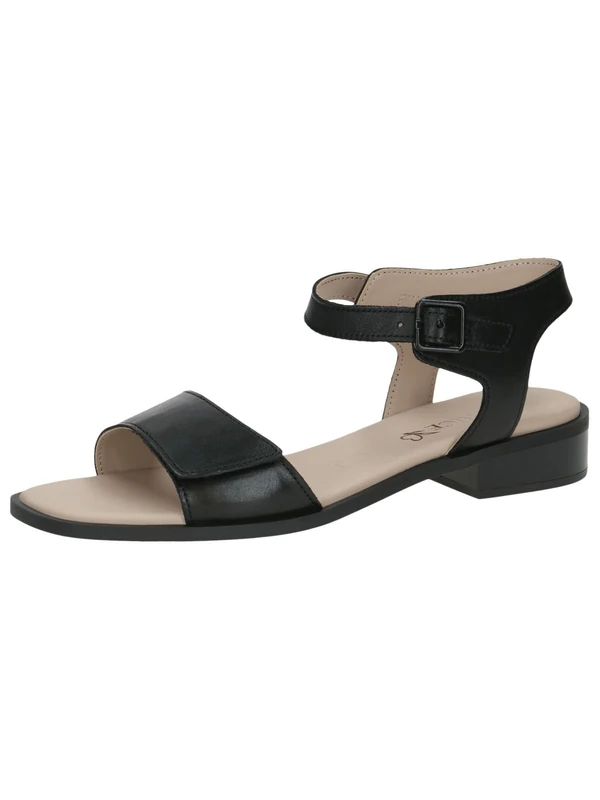 CAPRICE Women's leather flat sandals Festive, Black (Black Nappa), 3.5 UK
