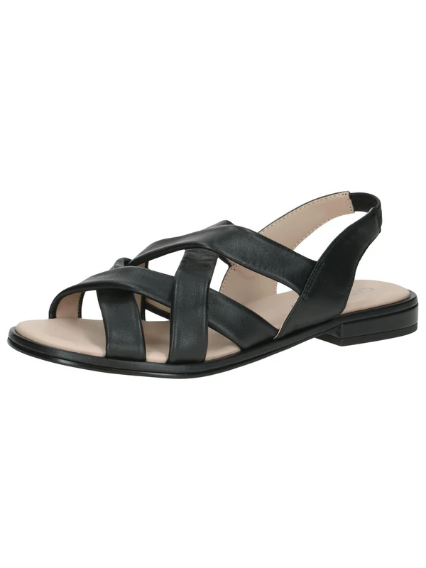 CAPRICE Women's Leather Flat Sandals Summer, Black (Black Nappa), 3.5 UK