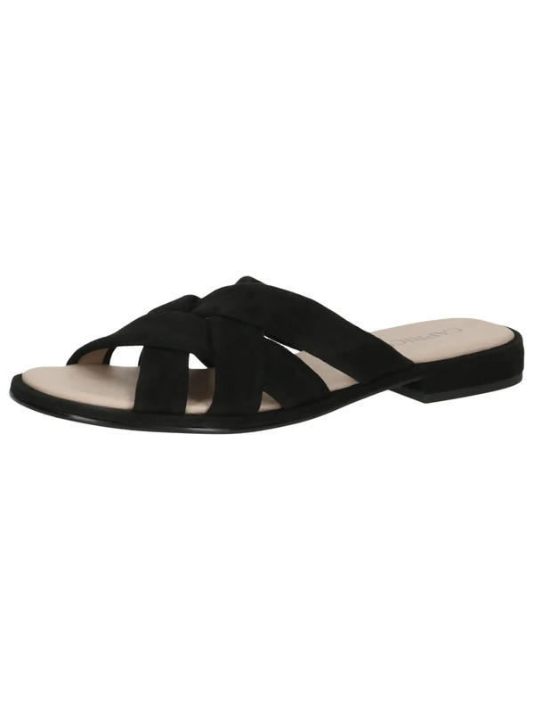 CAPRICE Women's leather mules Summer, Black (Black Suede), 3.5 UK