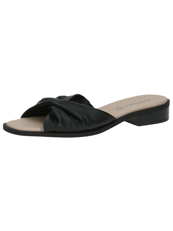 CAPRICE Women's leather mules with block heel, Black (Black Nappa), 6 UK