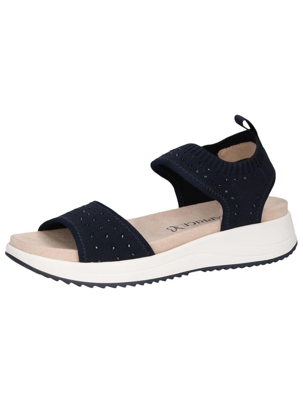 CAPRICE Women Sandals flat Slip-On Glitter Details, Blue (Ocean Knit), 4 UK