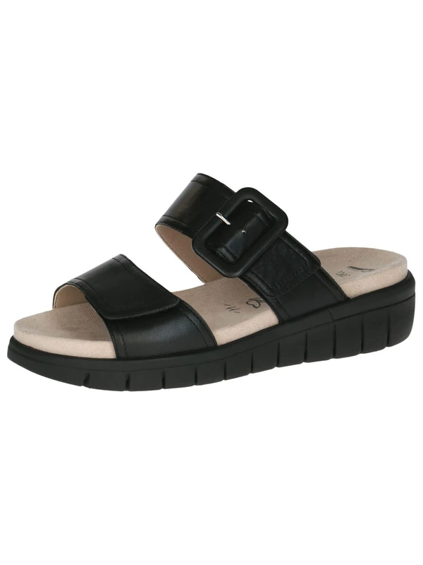 CAPRICE Comfort Women's Leather Mules with Velcro, Black (Black/Blk Sole), 5 UK - Image 1