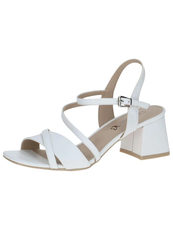 CAPRICE Women's Leather Heeled Sandals Festive, White (White Nappa), 6 UK