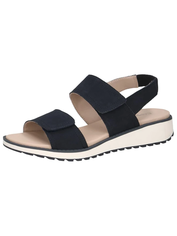 CAPRICE Women Sandals flat Leather Comfortable, Blue (Ocean Suede), 3.5 UK