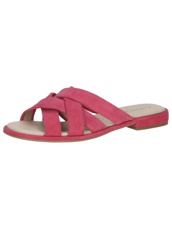 CAPRICE Women's leather mules Summer, Pink (Pink Suede), 6.5 UK