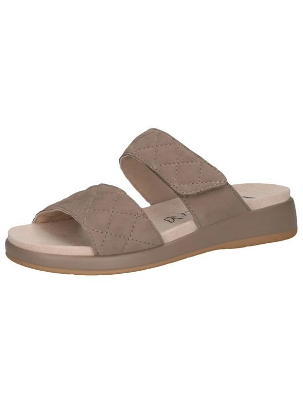 CAPRICE Women's leather mules with Velcro, Brown (Mud Suede), 7.5 UK