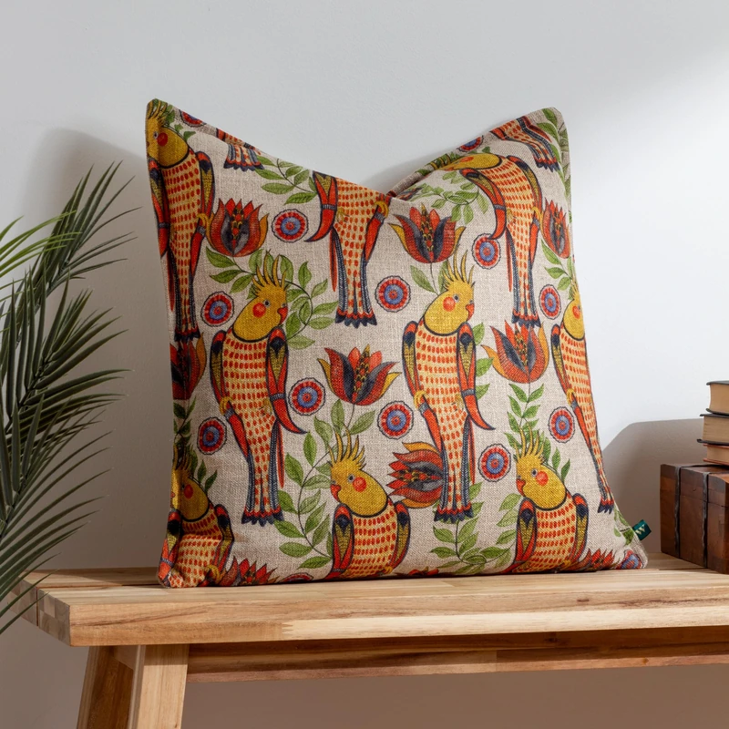 furn. Wylder Akamba Cockatiels Tropical Feather Rich Filled Cushion