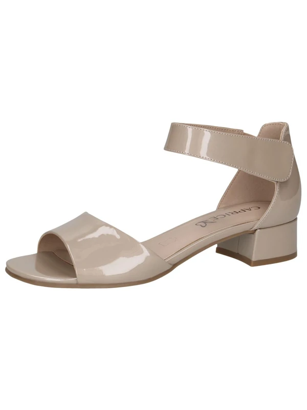 CAPRICE Women Sandals with Heel Leather Straps, Beige (Beige Patent), 5.5 UK