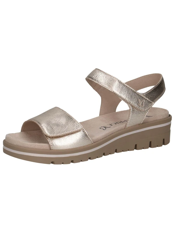 CAPRICE Women Sandals Flat Leather Platform, Green (Green Suede), 6 UK