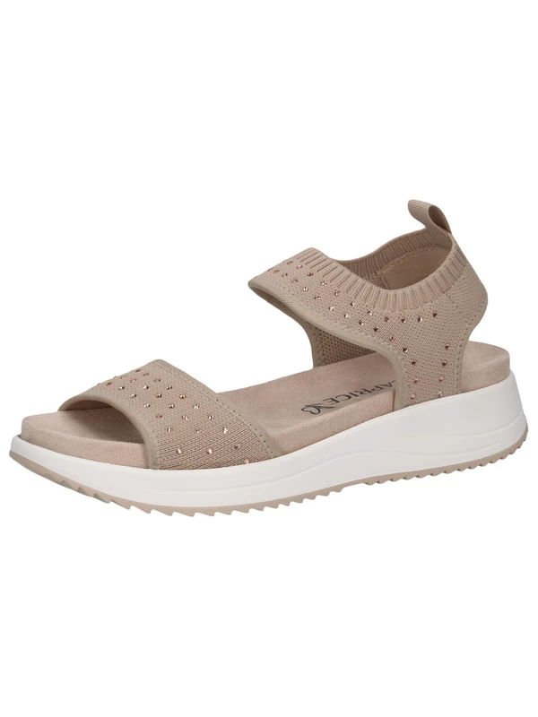 CAPRICE Women Sandals Flat Slip-On Glitter Details, Beige (Sand Knit), 3.5 UK - Image 1