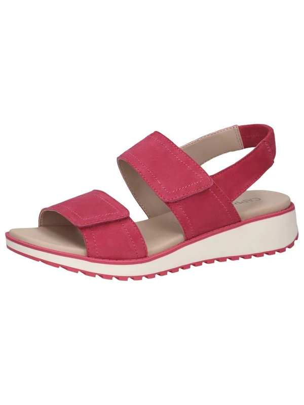CAPRICE Women Sandals flat Leather Comfortable, Pink (Pink Suede), 5 UK