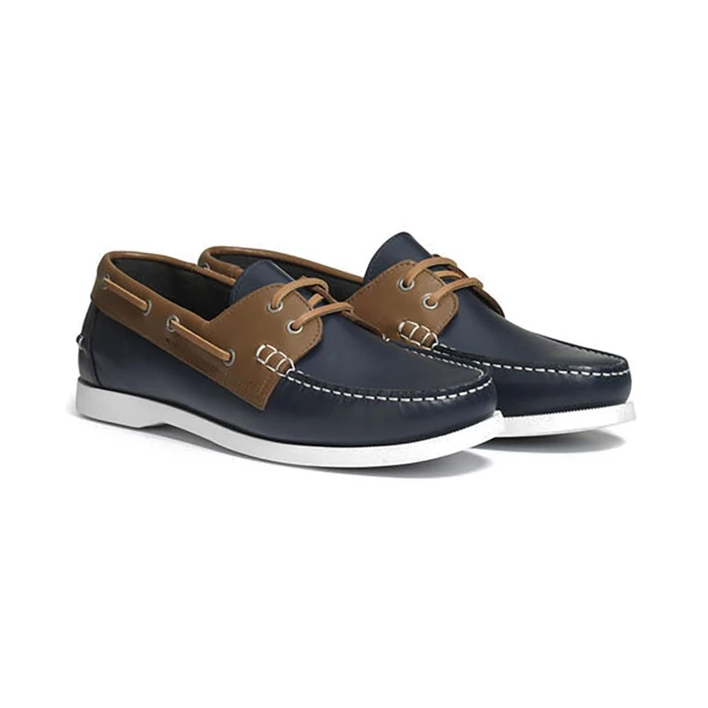 Aigle Men's New Nubil LTR Boat Shoe, Navy Blue Brown, 6.5 UK