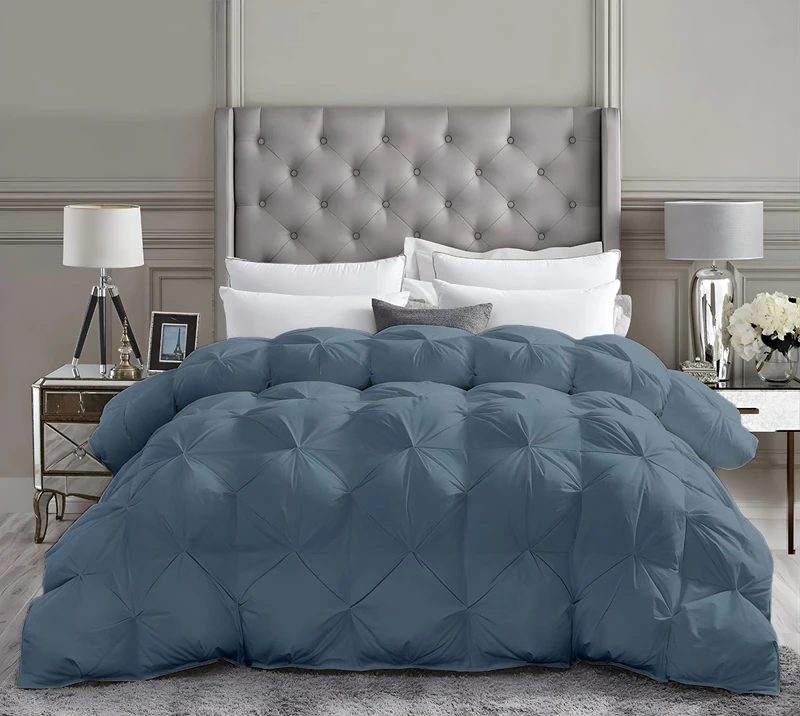 Saferay Green Pinch Pleat Comforter Super King Plus 120x120 Steel Blue