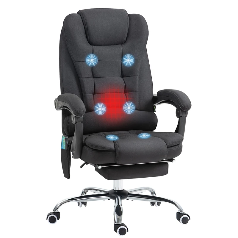 Vinsetto Heated Massage Office Chair, 6-Point Vibrating, Black