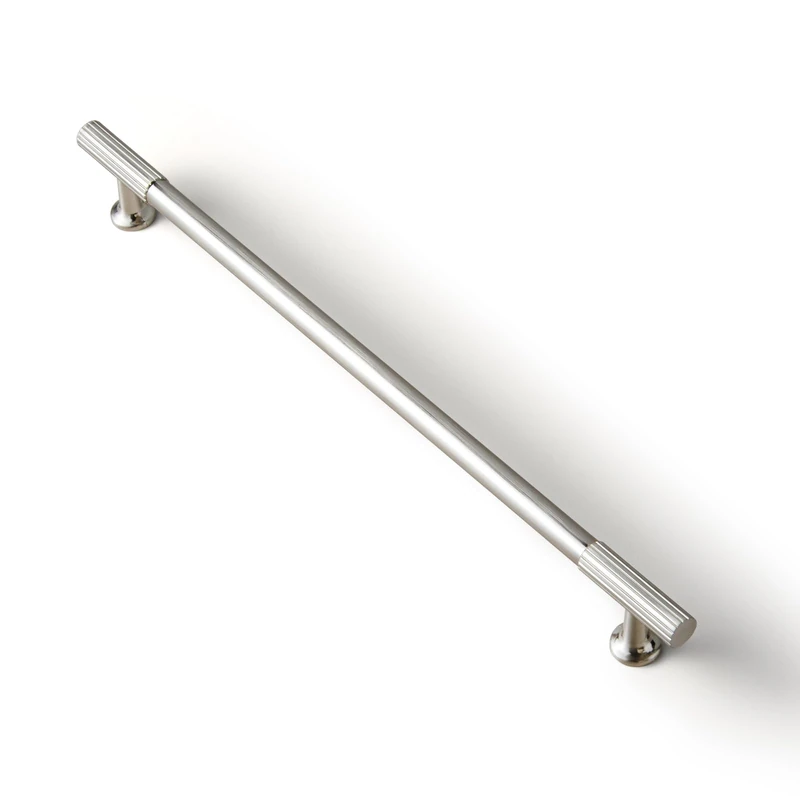 Goo-Ki Brushed Satin Nickel Zinc Alloy Cabinet Handles - 10''(256mm) Hole Center Striped Decorations Cabinet Pull Hardware for Bedroom, Kitchen, 6 Pack