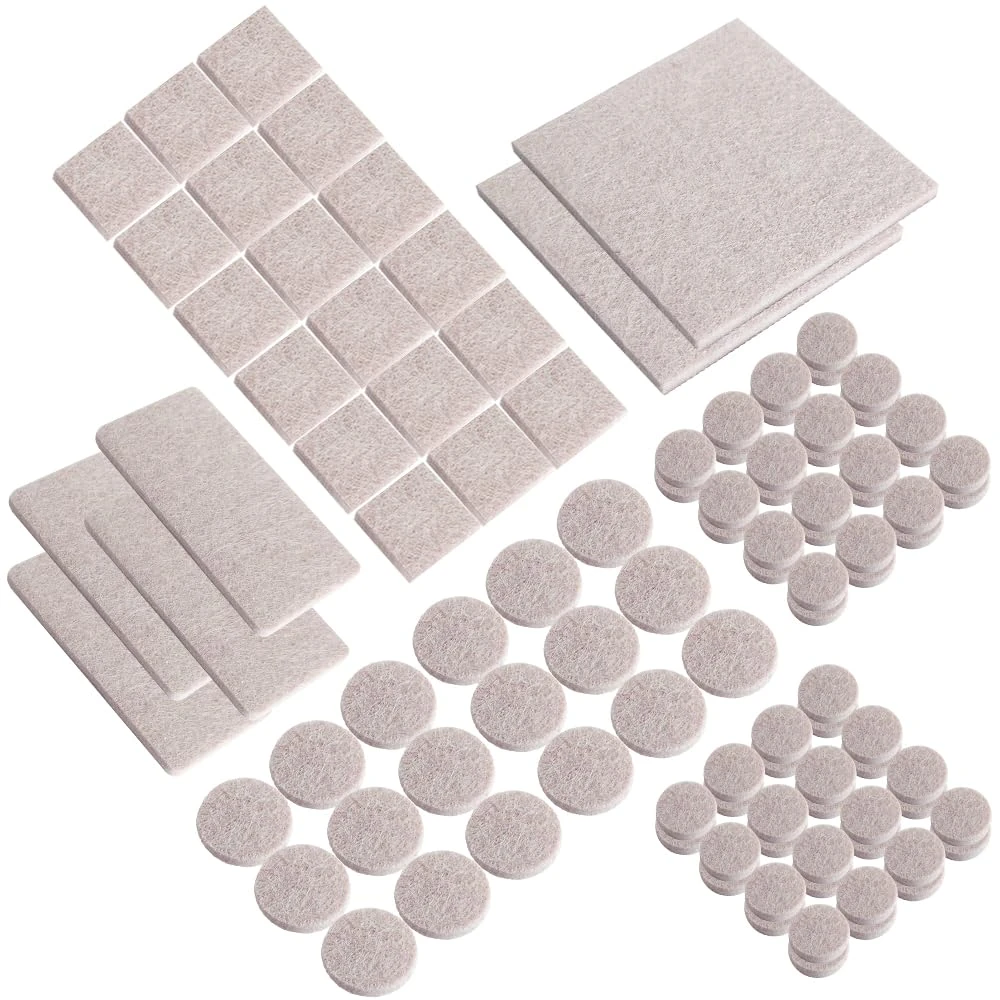 Felt Furniture Pads 106 Pcs Furniture Pads Self Adhesive Felt Chair Pads Anti Scratch Floor Protectors for Furniture Feet Chair Legs Furniture Felt Pads for Woods Floors Beige