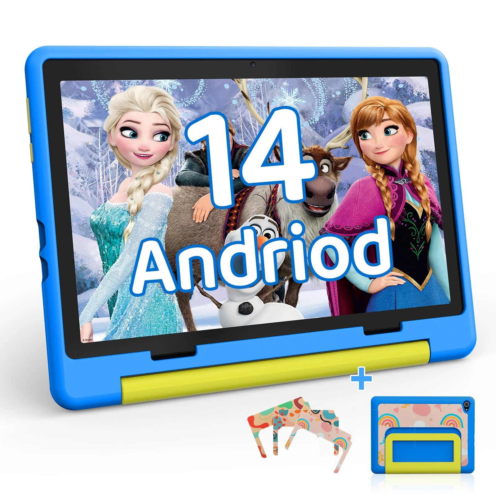 HotLight Kids Tablet 10 inch Android 14 Octa-Core, 8GB RAM+64GB ROM, 1280 * 800 IPS, 5MP+8MP Dual Camera, 5000mAh, Parental Control, WiFi 6/BT 5.3, Child Tablet with Protective Case(Blue)