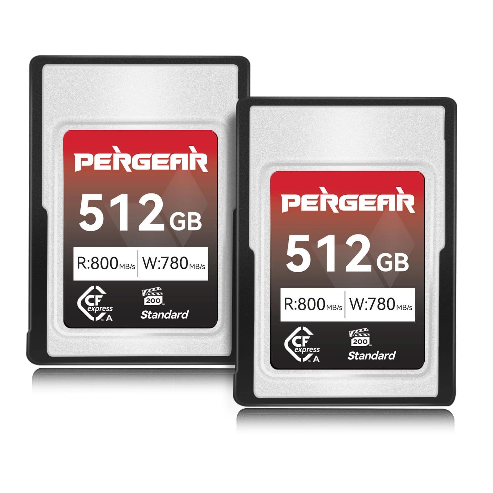 Pergear New 512GB CFexpress Type A Memory Card, Up to 800MB/s Read Speed & 780MB/s Write Speed for 4K 120P, 8K 30P Recording(2-Pack)(Standard Series), Compatible for Sony Alpha & FX Cameras