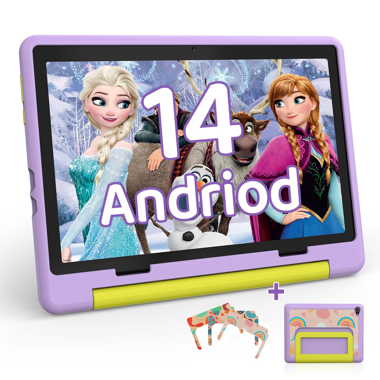 HotLight Kids Tablet 10 inch Android 14 Octa-Core, 8GB RAM+64GB ROM, 1280 * 800 IPS, 5MP+8MP Dual Camera, 5000mAh, Parental Control, WiFi 6/BT 5.3, Child Tablet with Protective Case(Purple)