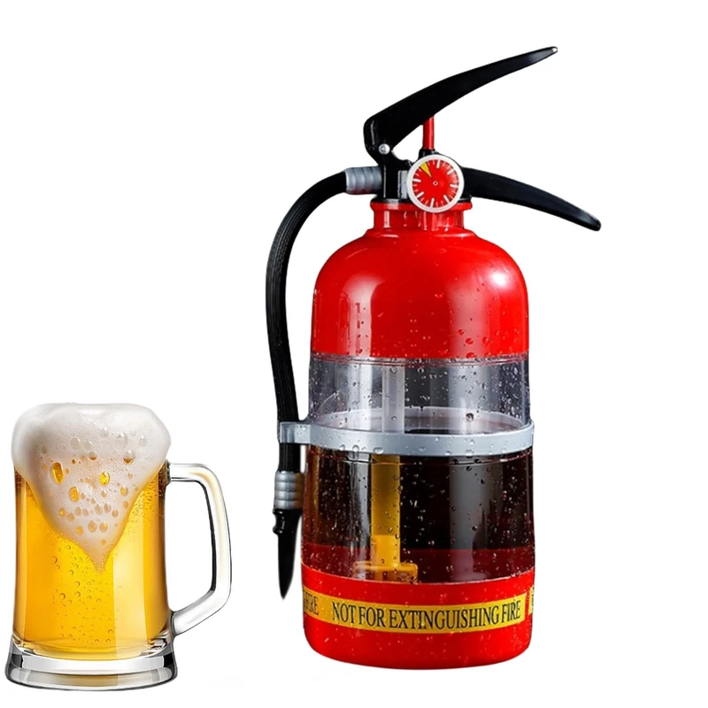 Innovative Beer Dispenser - Fun Drink Dispenser, Quirky Liquor Dispenser | Acrylic Fire Extinguisher Style Drink Kegs, 2L Capacity, Bar Accessories with Strainer - Image 1