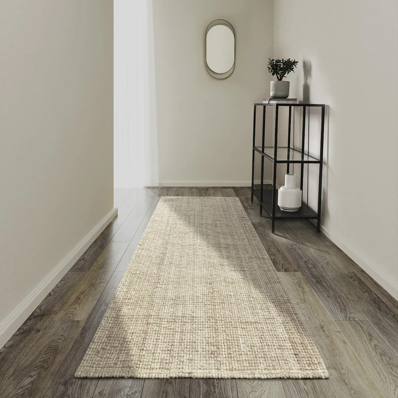Villeroy & Boch Rosalie Jute Rug Natural Living Room Rug 100% Jute Hand-Woven & Natural Boho Rug Jute for Living Room Bedroom Dining Room Natural White 80 x 300 cm