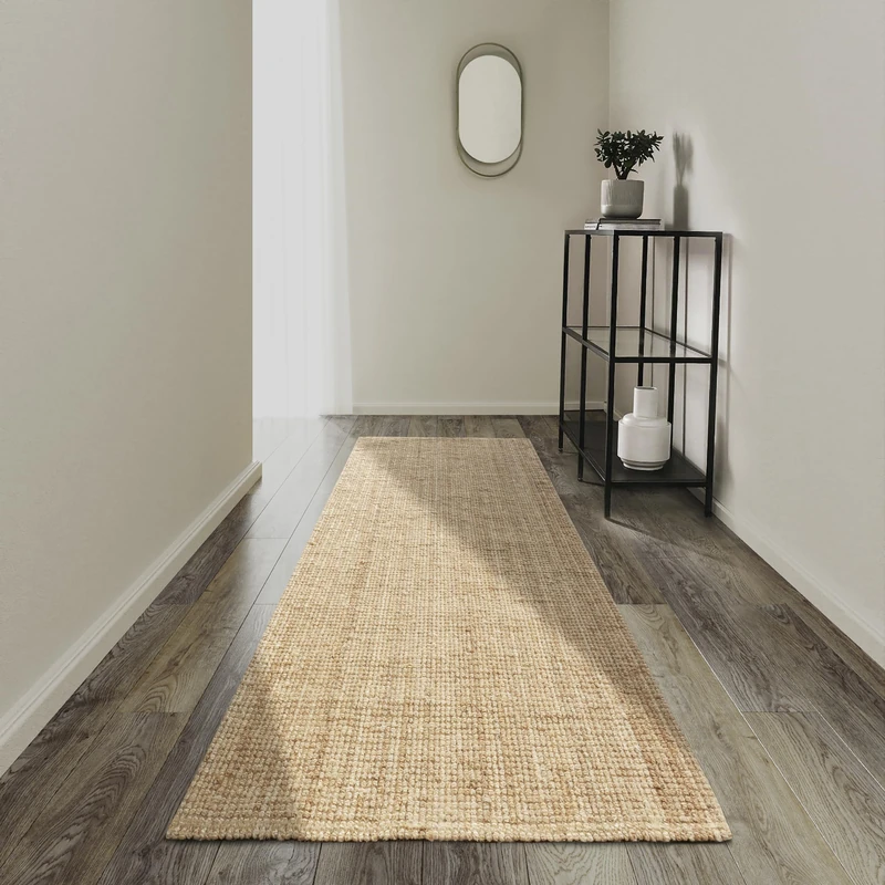 Villeroy & Boch Rosalie Jute Rug - Natural Living Room Rug Made of 100% Jute - Hand Woven & Environmentally Friendly - Boho Rug Jute for Living Room, Bedroom, Dining Room - Natural Gold, 80 x 200 cm