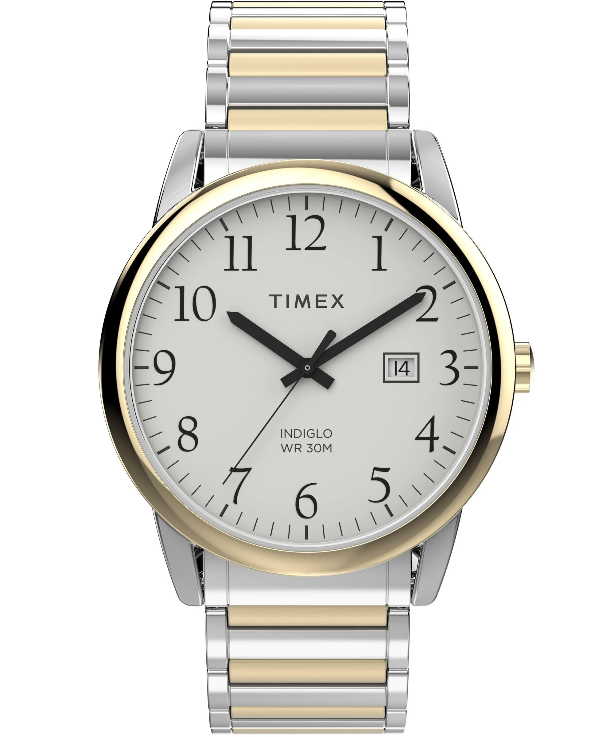 Timex Men's Easy Reader 40 mm Watch - Two-Tone Stainless Steel Expansion Band White Dial Two-Tone Case TW2W52100