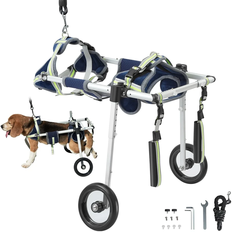 VEVOR 2 Wheels Dog Wheelchair for Back Legs, Pet Wheelchair Lightweight & Adjustable Assisting in Healing, Dog Cart/Wheelchair for Injured, Disabled, Paralysis, Hind Limb Weak Pet(S)
