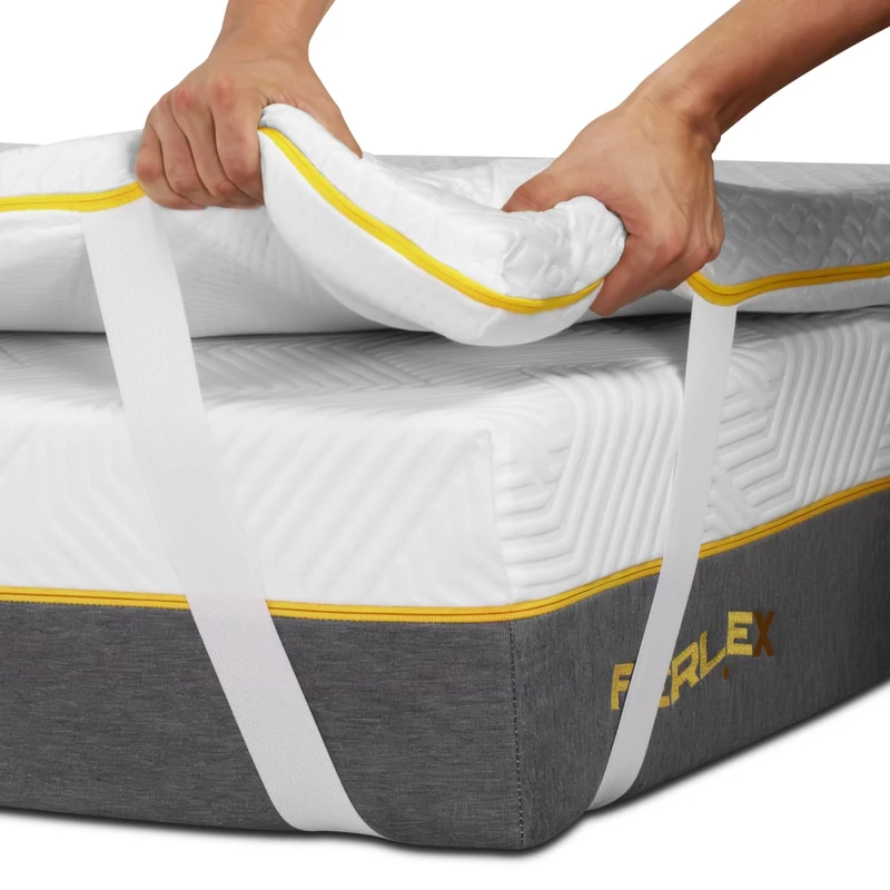 Ferlex Viscogel Cold Thread Topper 5 cm 100% Double Sided Winter – Summer Removable and Washable Mattress Topper - Image 1