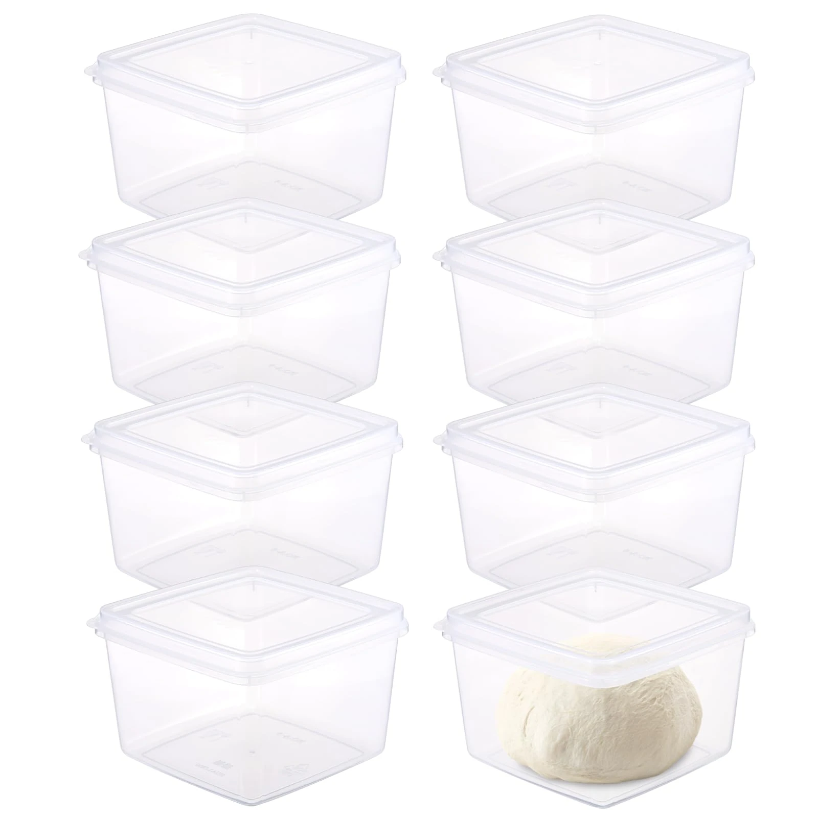 BSTKEY 8 Packs Clear Pizza Dough Proofing Box, Stackable Square Dough Proofing Container Small Dough Proofing Storage Organizer with Lid Candy Cookie Storage Box