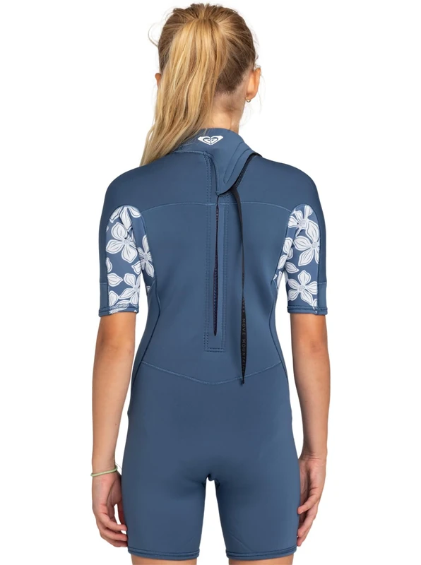 Roxy Short Sleeve Back Zip Springsuit 2.0 SWELL S GIRL SS BZ QLOC Girls Blue 8G
