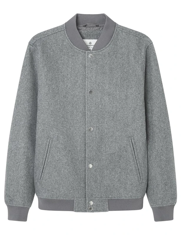SPRINGFIELD Basic Wool Bomber Jacket for Men, Medium Grey, S