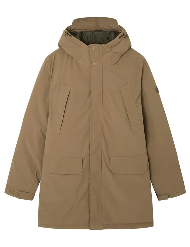 SPRINGFIELD Sorona Puffed Parka with Hood Jacket for Men, Sepia, M